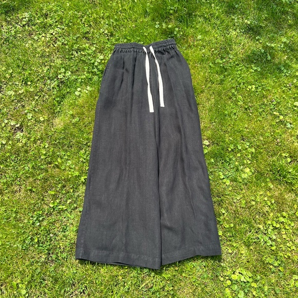 Deiji Studios Pants - DEIJI STUDIOS BLACK LINEN PANTS